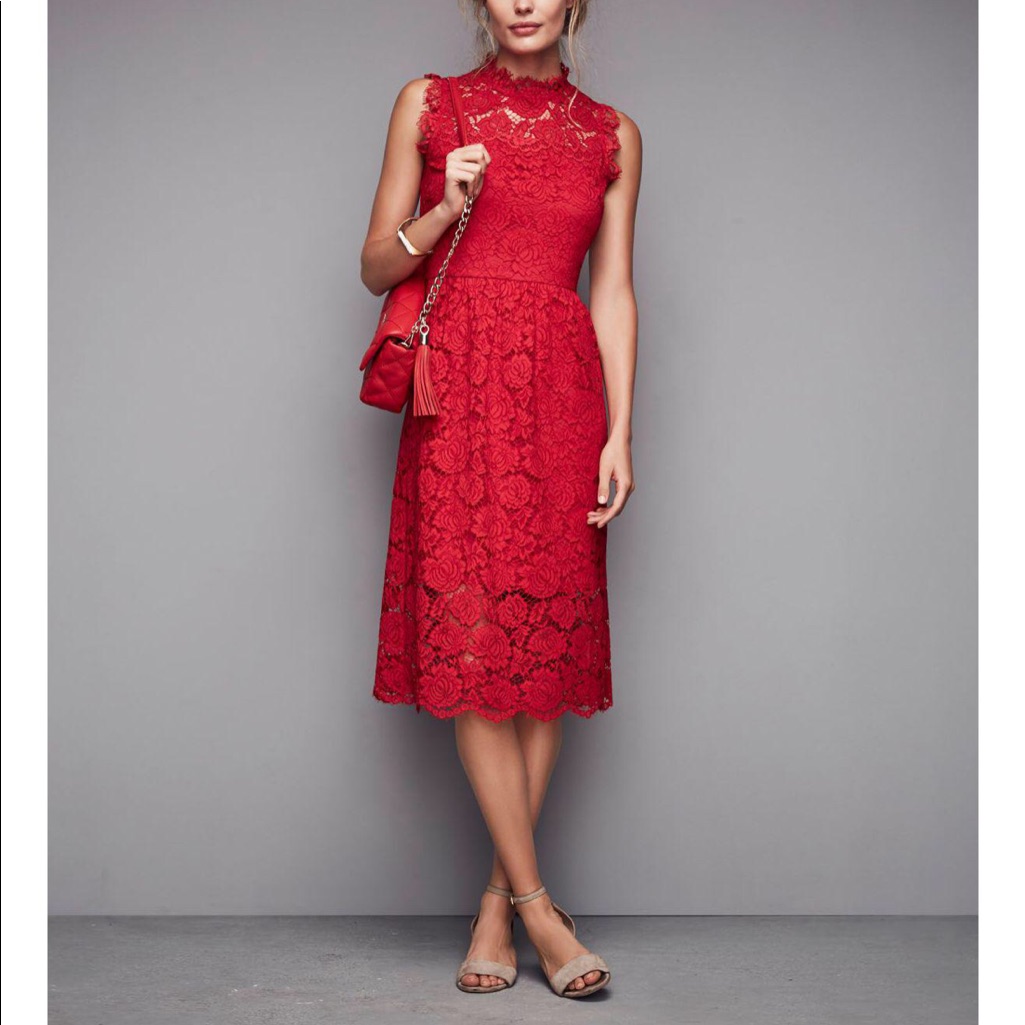 Kate Spade Poppy Red Lace Midi Dress